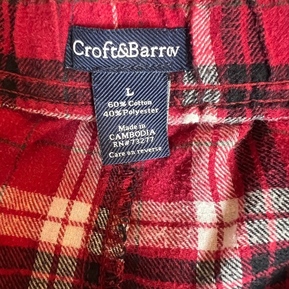 CROFT & BARROW men Plaid Red Pajama Pants/size L - Picture 8 of 8